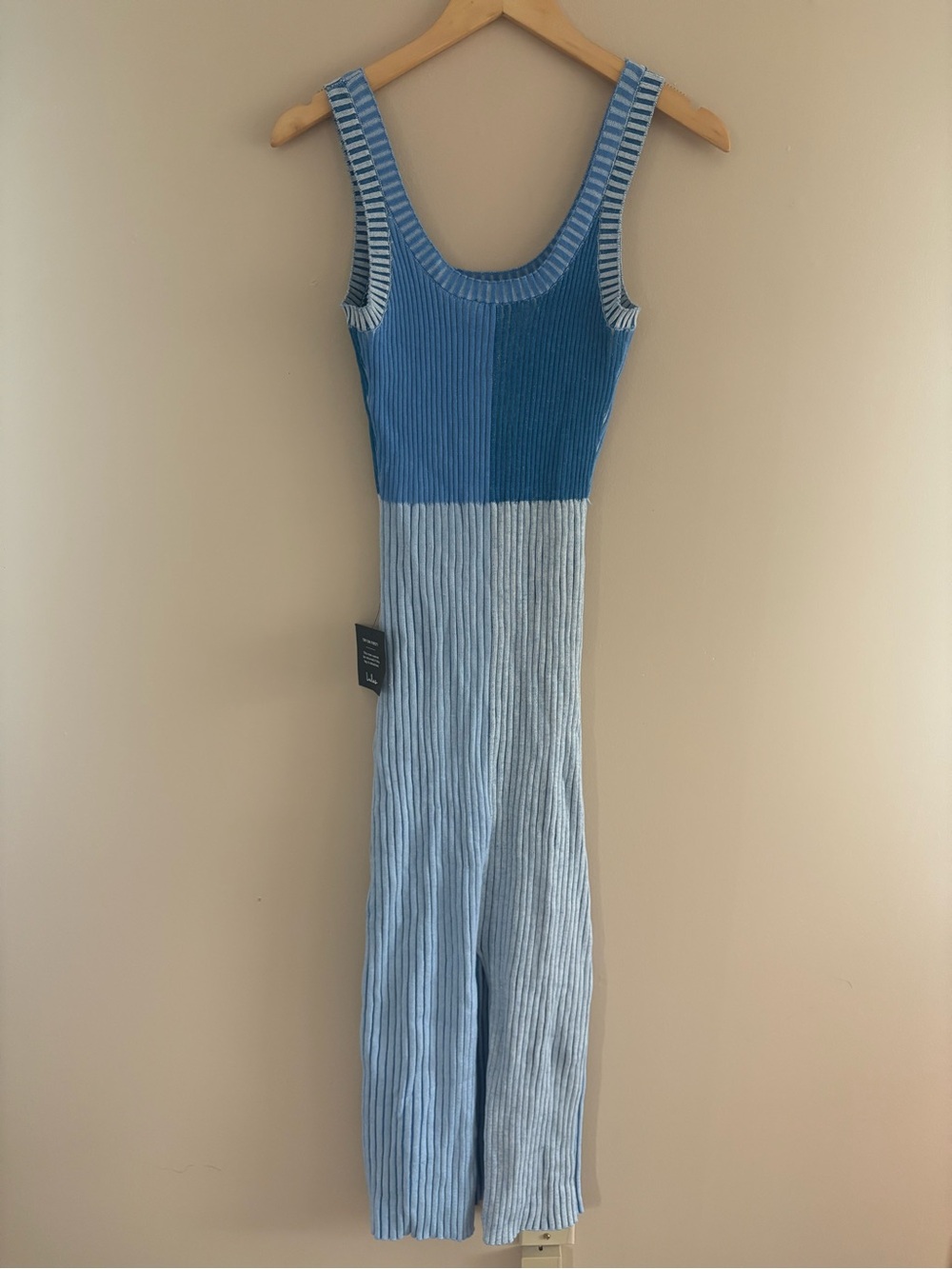 Lulus Radiant Personality Blue Color Block Ribbed Knit Midi Dress Size Small NWT - Picture 5 of 10
